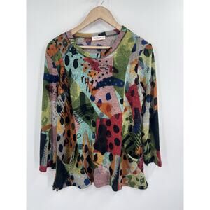 Jess And Jane Colorful Pop Art Print Tunic Pockets S Brushed Knit Art To Wear